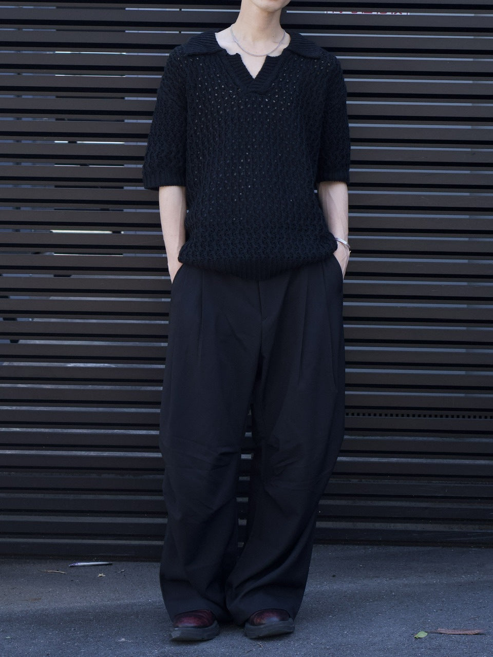東京店WEB限定【Chikashitsu +】full length knee tuck slacks (2color)