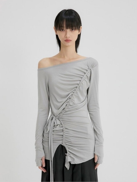 【FLAREUP】Handmade Twisted One-Shoulder Long Sleeve / 【フレアアップ】ハンドメイドツイストワンショルダー長袖Ｔシャツ