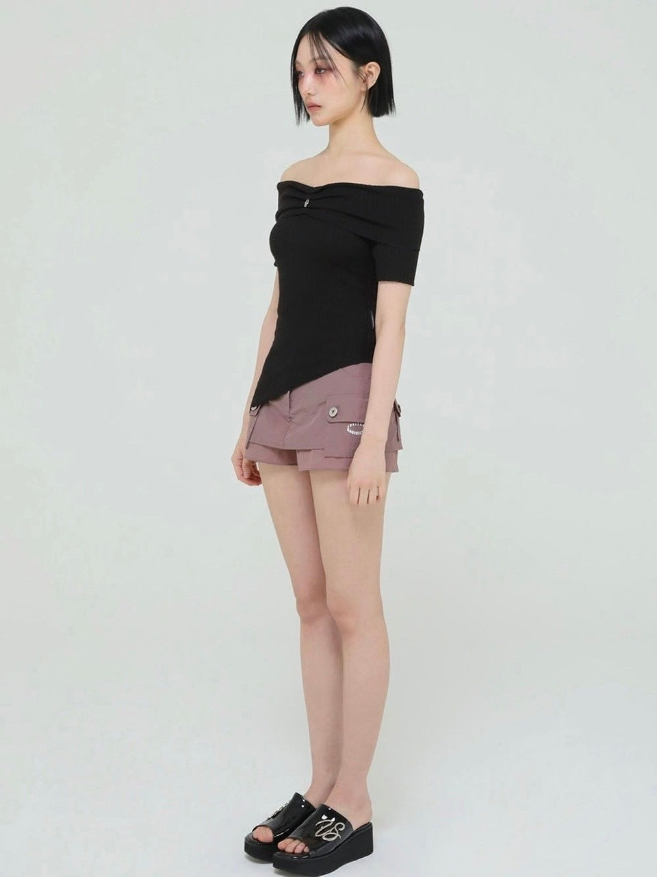 【Uglyshadow】UNBALANCED KNIT OFF SHOULDER