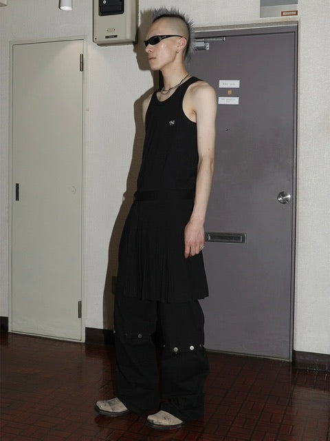 【ESC STUDIO】skirt layered snap pants
