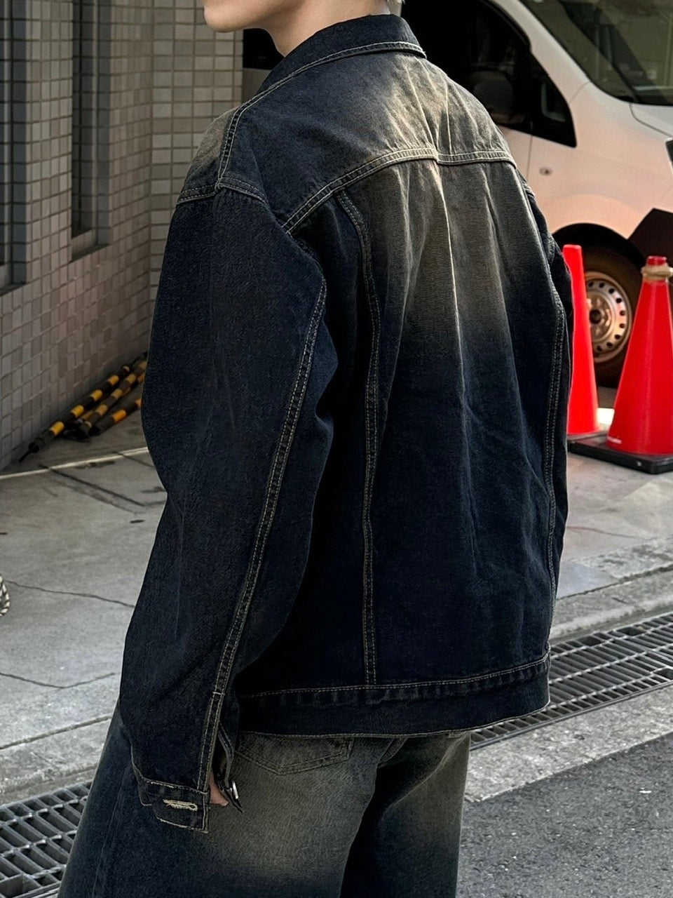 受注制【Chikashitsu +】vintage wash denim jacket 2 (2color)