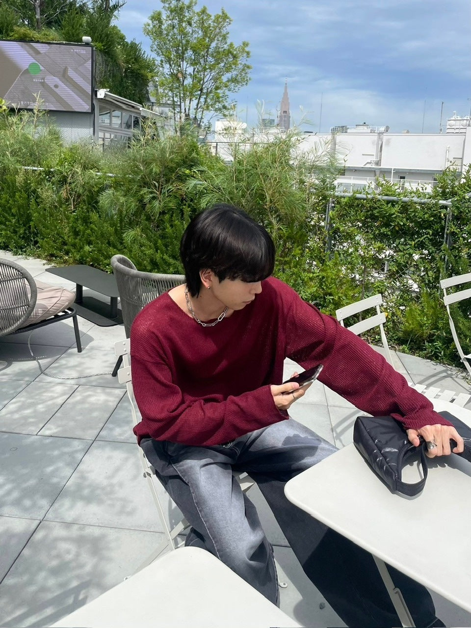 受注制【Chikashitsu +】wide neck light knit (4color)