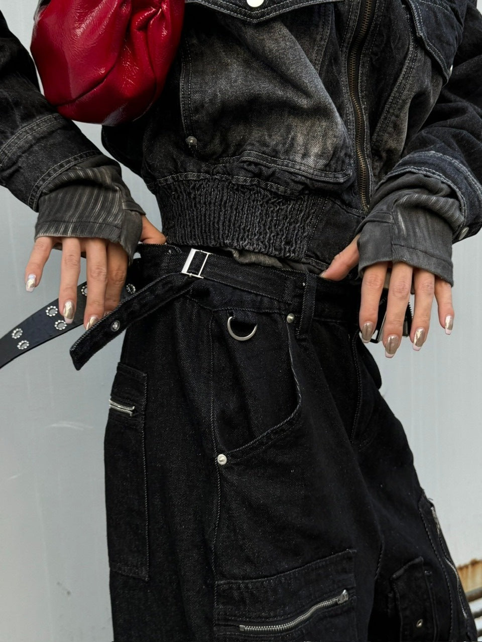 受注制【Chikashitsu +】steel ring denim cargo pants