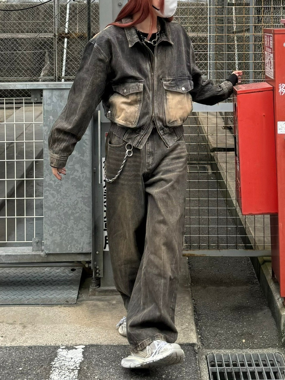 大阪店WEB限定受注制【Chikashitsu +】vintage wash wide denim pants (brown)