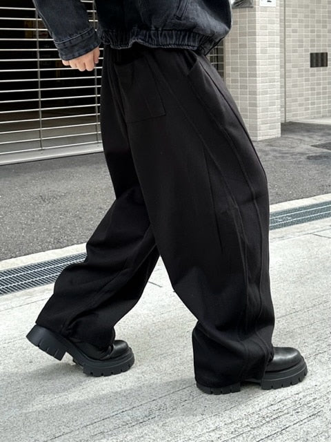 受注制【Chikashitsu +】curve stitch straight sweat pants (3color) / 【チカシツプラス】カーブスティッチストレートスウェットパンツ