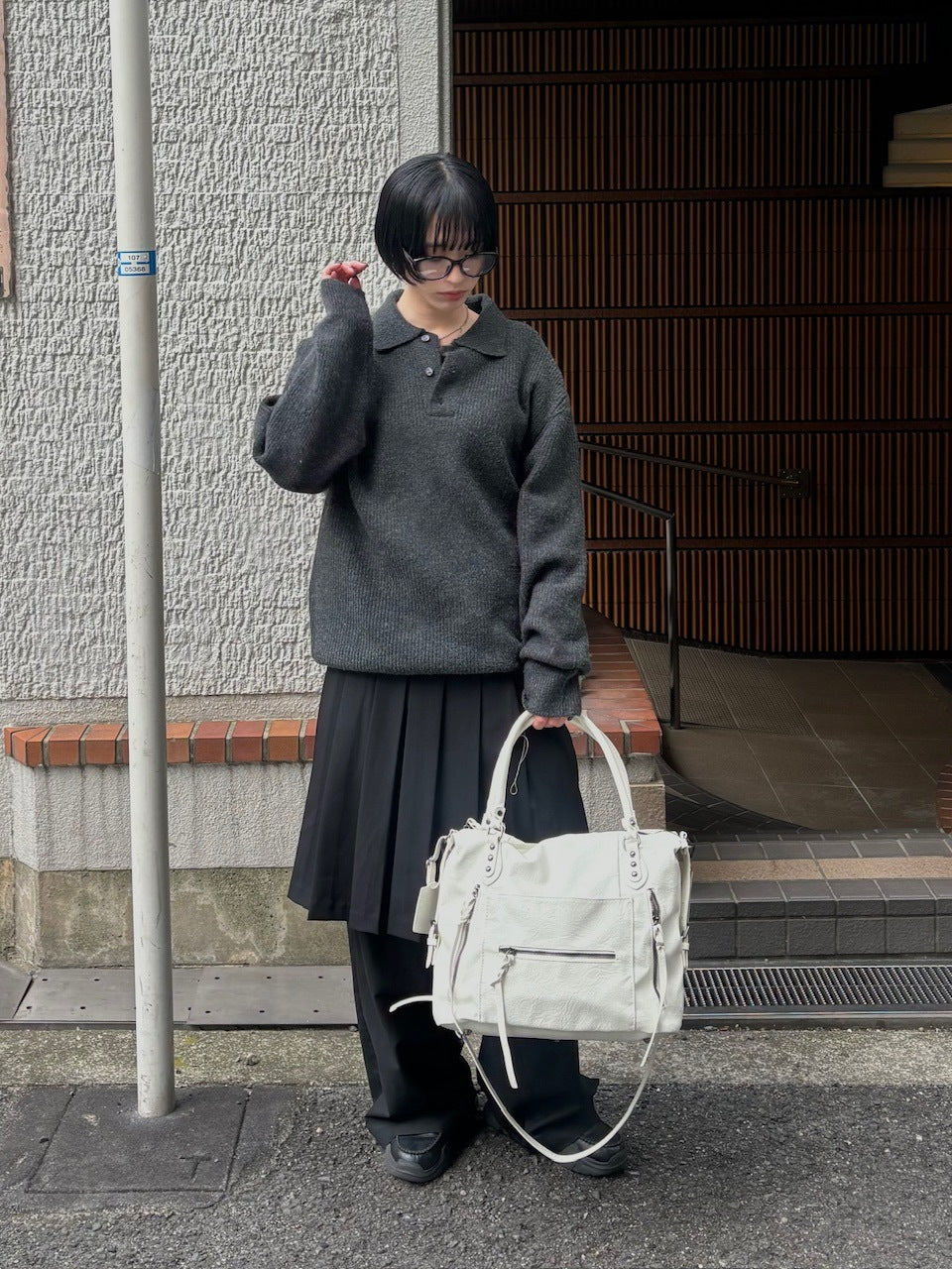 受注制【Chikashitsu +】wool touch lib knit polo (4color) / 【チカシツプラス】ウールタッチリブ長袖ニット