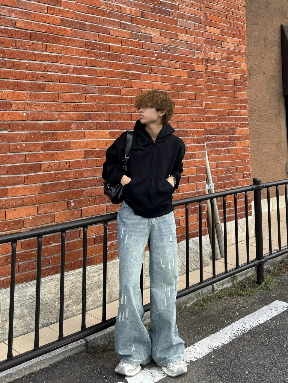 国際配送【RENOL】cropped zip up hoodie (2color)