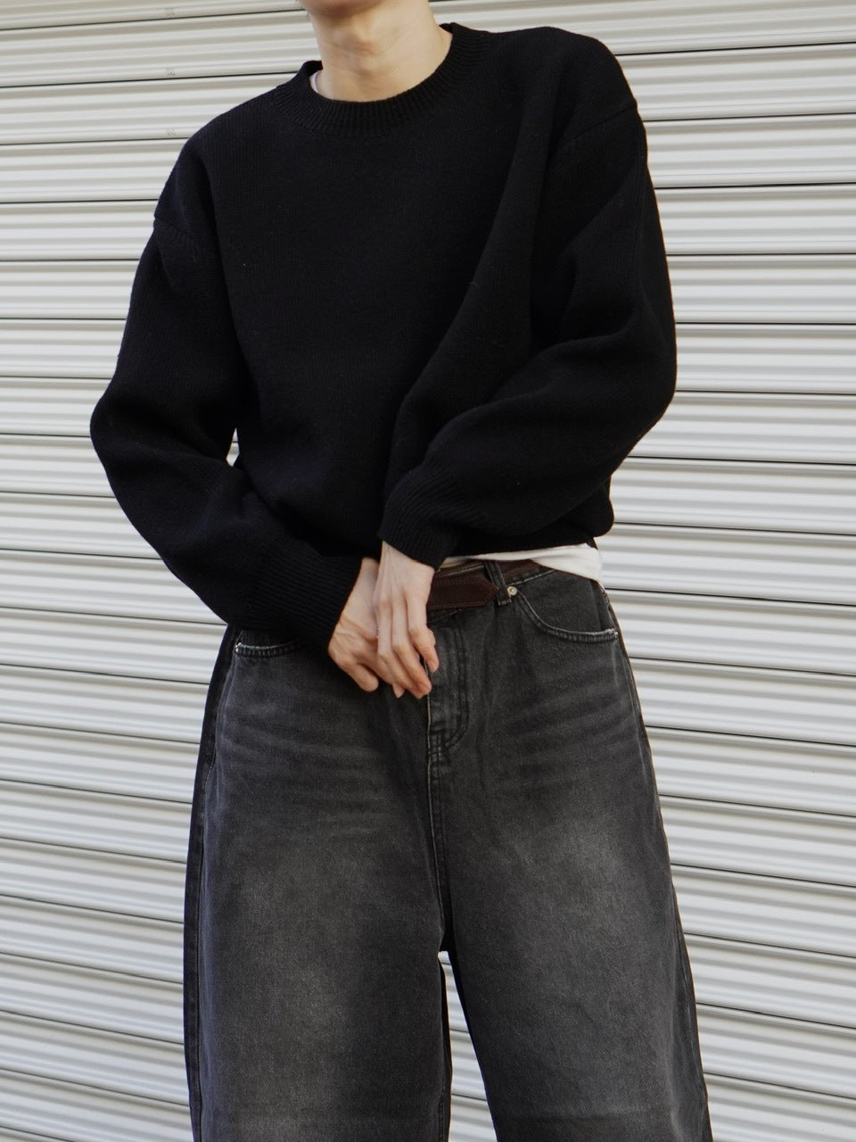 東京店WEB限定【Chikashitsu +】round wool knit (4color)