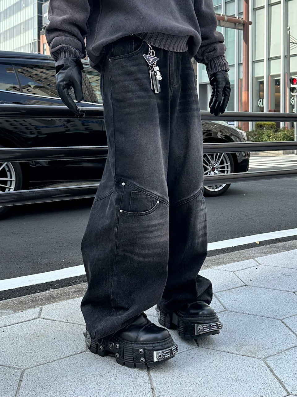 大阪店WEB限定【Chikashitsu +】double pocket wide denim pants (2color)