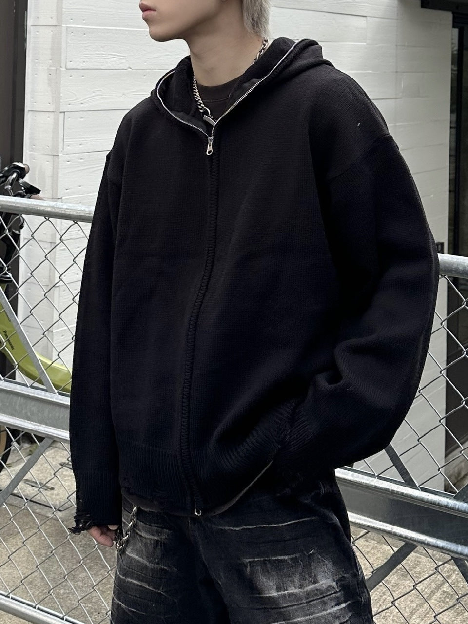 大阪店WEB限定受注制【Chikashitsu +】full zip up knit hoodie (3color)