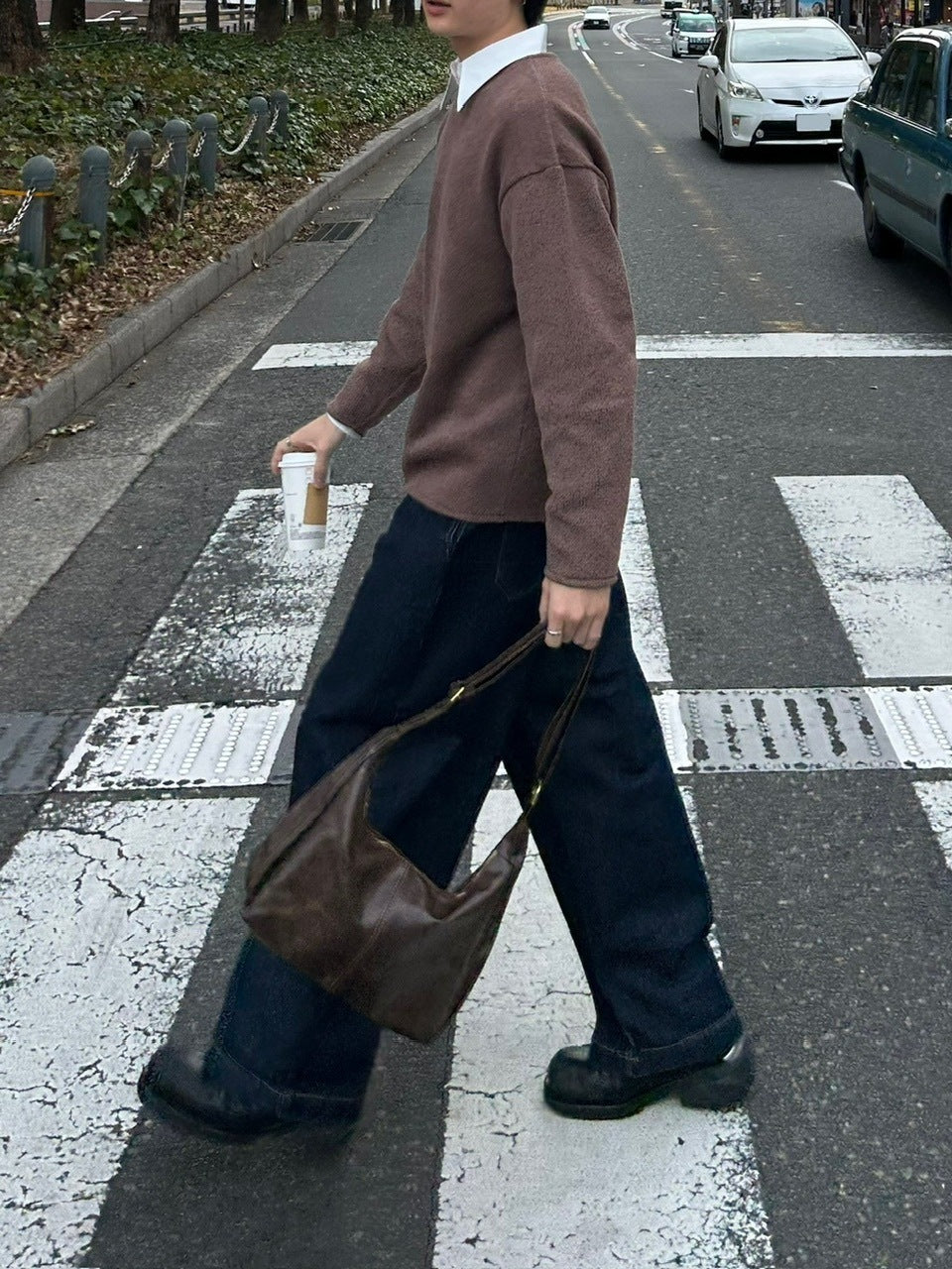 受注制【Chikashitsu +】loose fit round knit (4color)