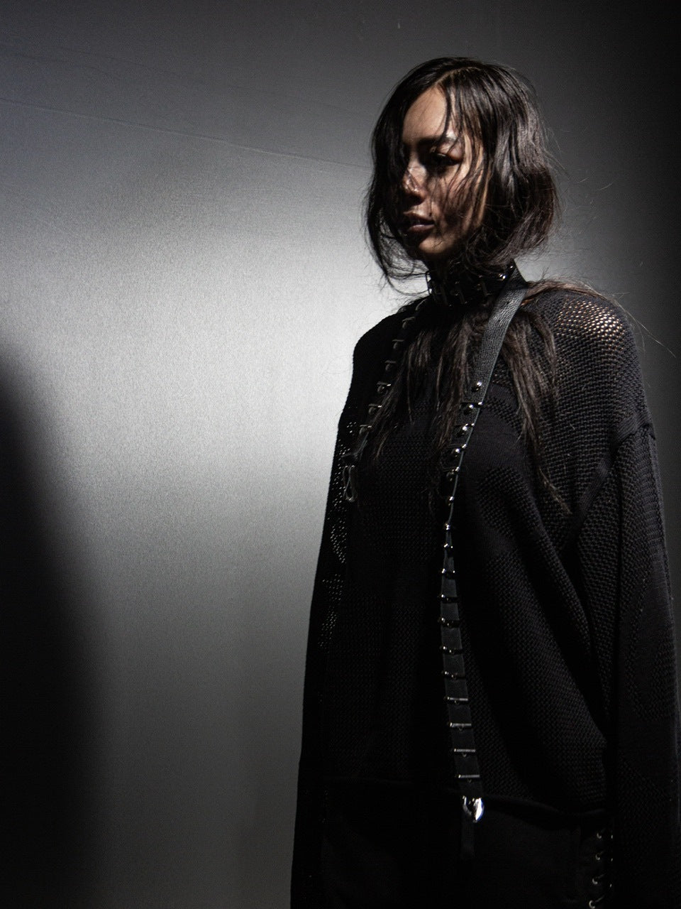 【DIG YOUR OWN GRAVE】MESH DIG LOGO KNIT / 【ディグユアオウングレイブ】メッシュロゴ長袖ニット