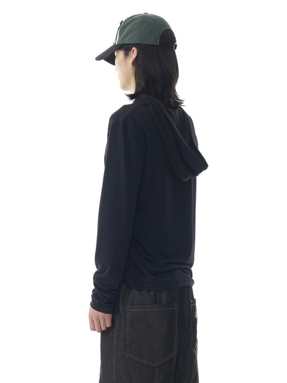 【AAKAM】Studded Leaf Hooded Long Sleeve