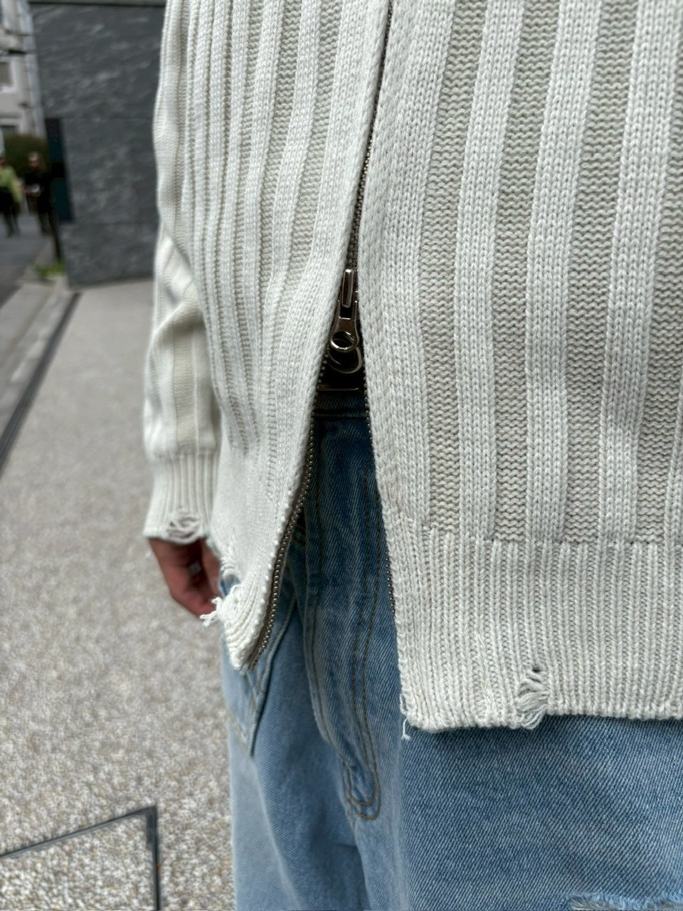 受注制【nmtc +】damage zip up knit (3color)