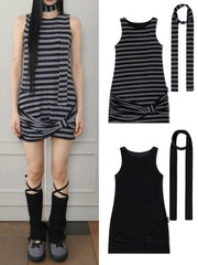 【Uglyshadow】SLEEVELESS RIBBON DRESS