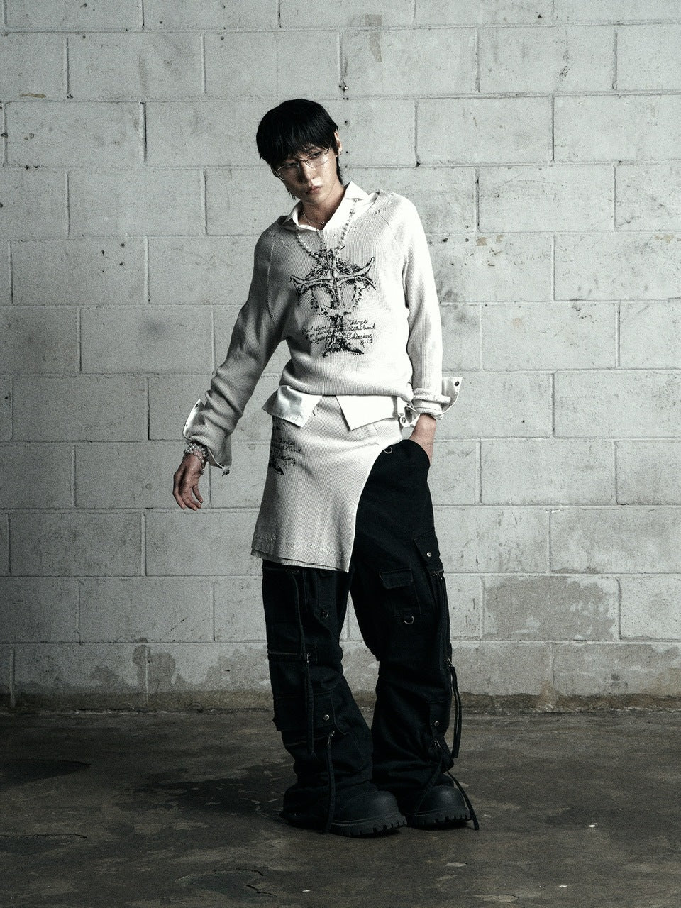 【Rosen Kreuz】CURVE FIT LONG CARGO PANTS