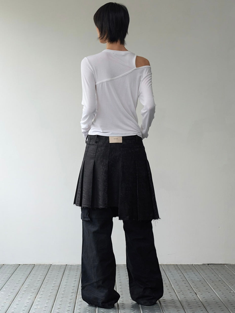 【ROCK CAKE】One Shoulder Layered Top