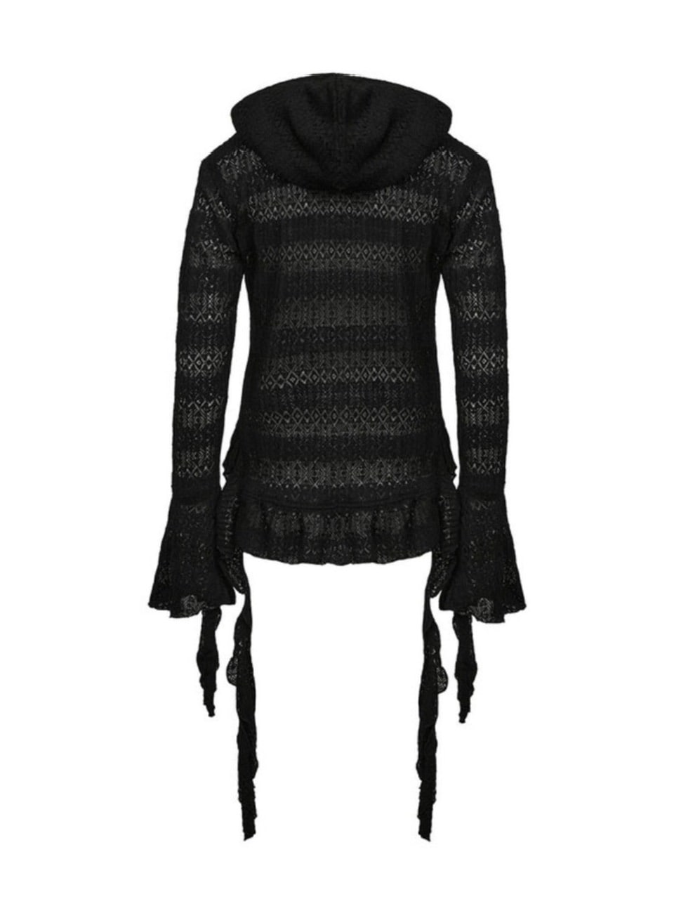 【NOT KNOWING】Lace V Neck Ruffle Hoodie