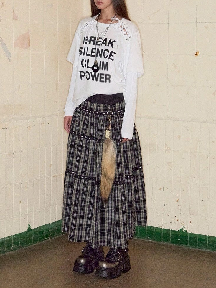 【NOT KNOWING】Tiered Eyelet Maxi Skirt / 【ノットノーイング】ティアードアイレットマキシスカート