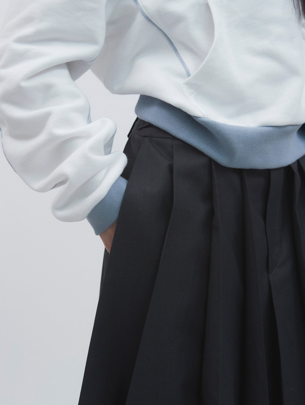 【TUOMIO】MIDI PLEATS RIBBON CULOTTES