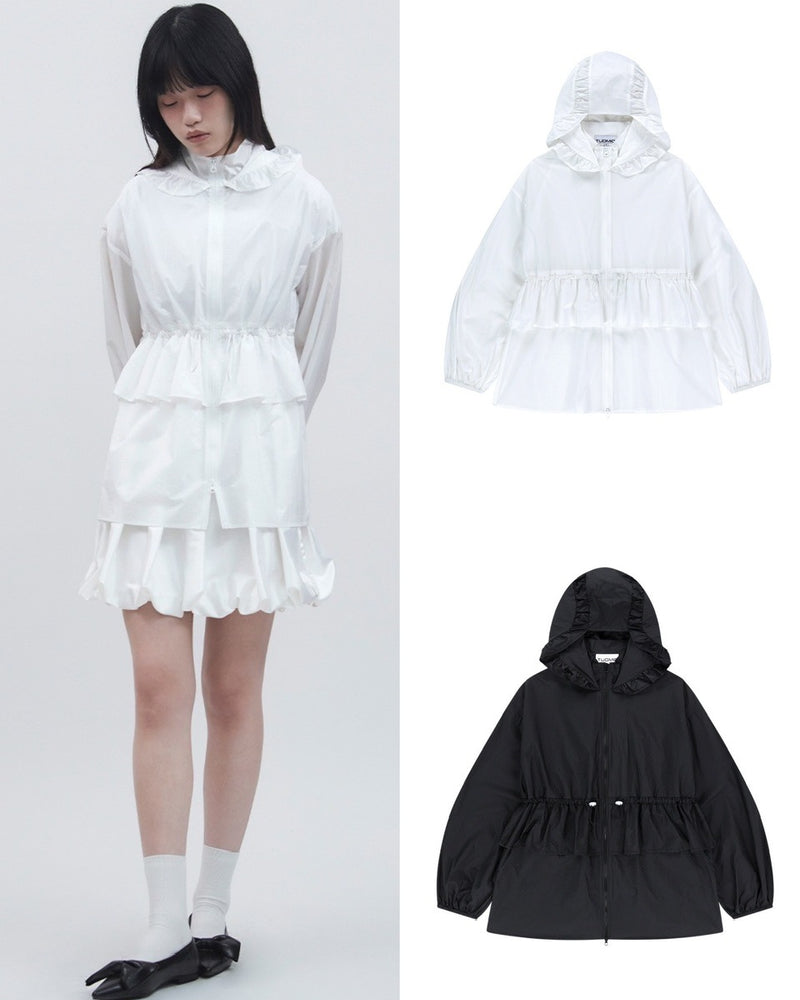 【TUOMIO】FRILL LAYERED HOOD JACKET