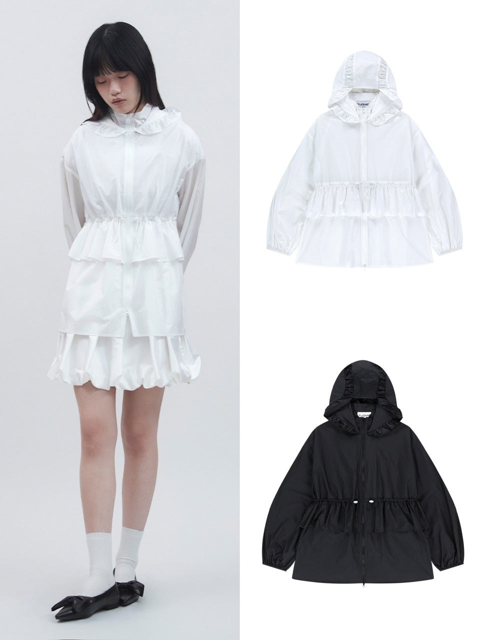 【TUOMIO】FRILL LAYERED HOOD JACKET