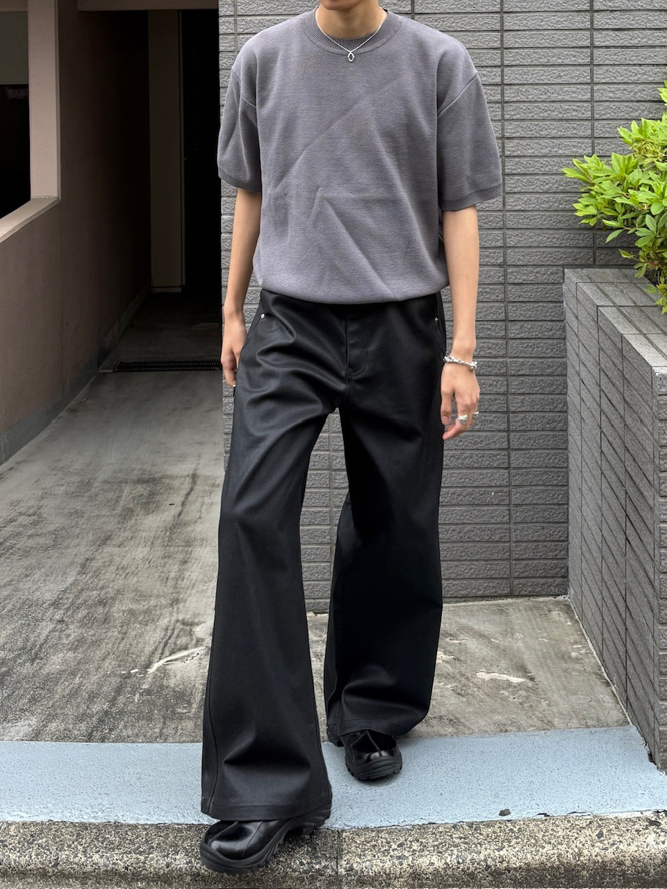 東京店WEB限定受注制【Chikashitsu +】crew neck cotton knit (3color)