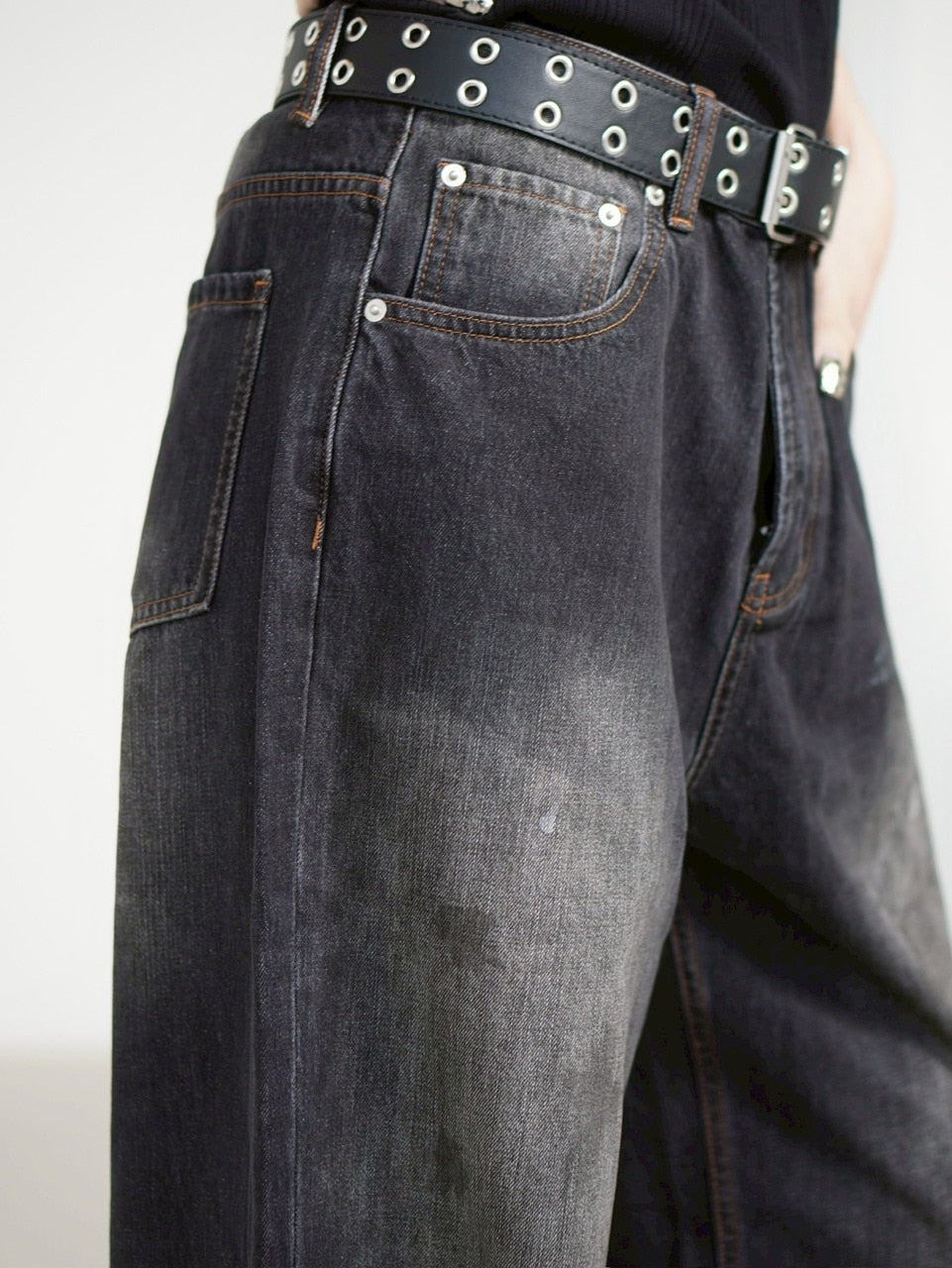 【Chikashitsu +】dirty wash semi wide denim (2color) / 【チカシツプラス】ダーティーウォッシングセミワイドデニムパンツ