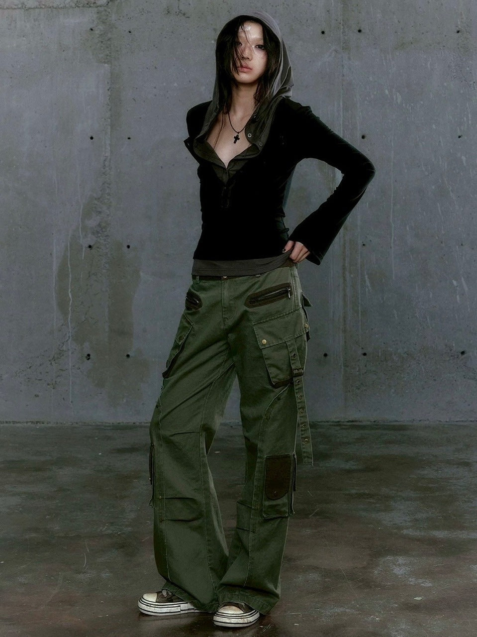 【Cest Nous】Two-in-One Hoodie / 【セヌー】レイヤードフード付き長袖トップス