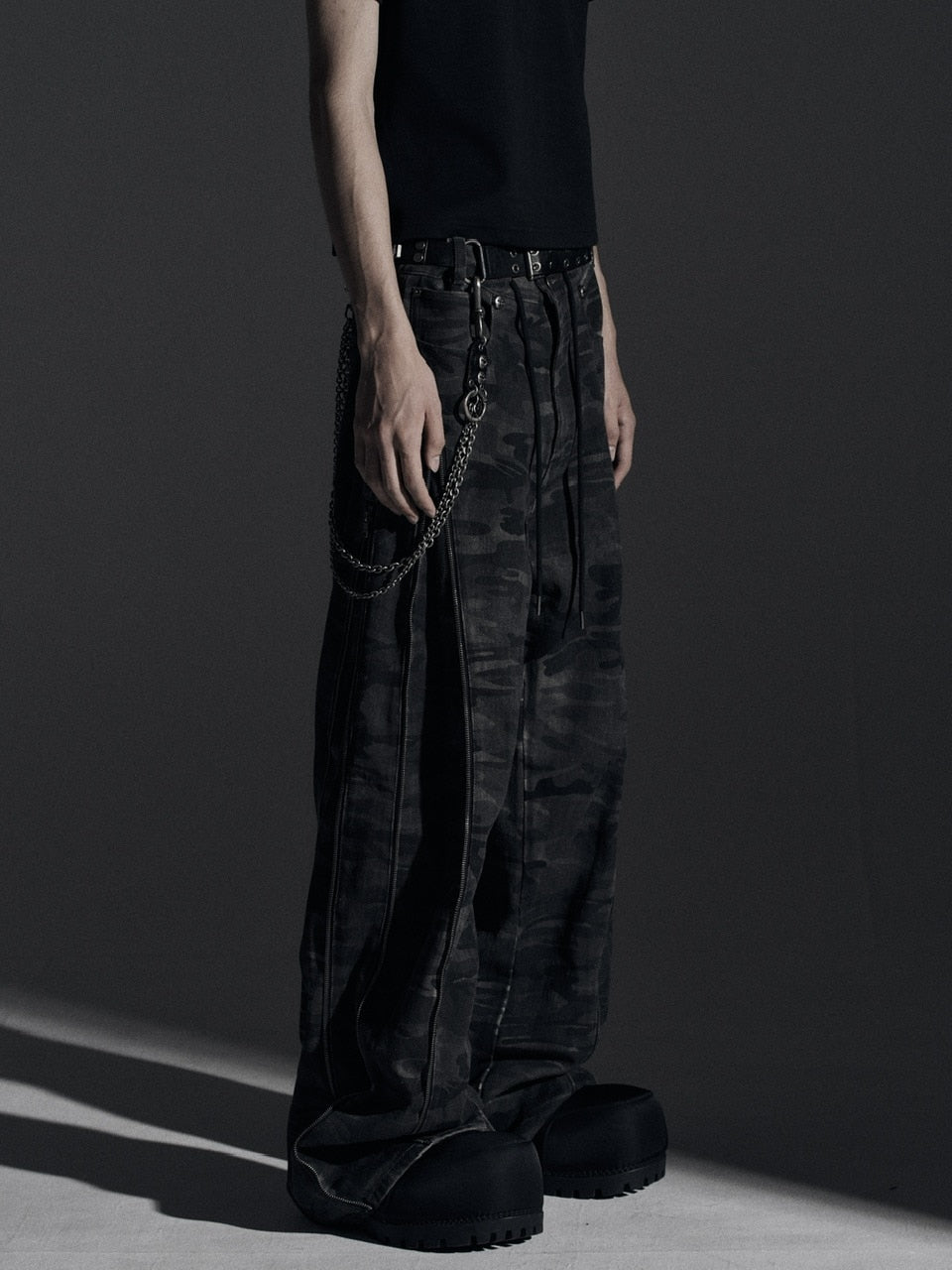 【Rosen Kreuz】ZIP WIDE BAGGY PANTS