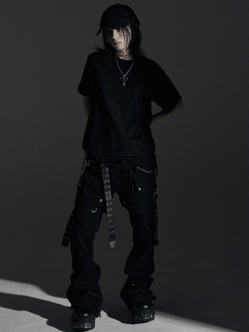 【Rosen Kreuz】SIDE BELT DOCKING FLARE PANTS