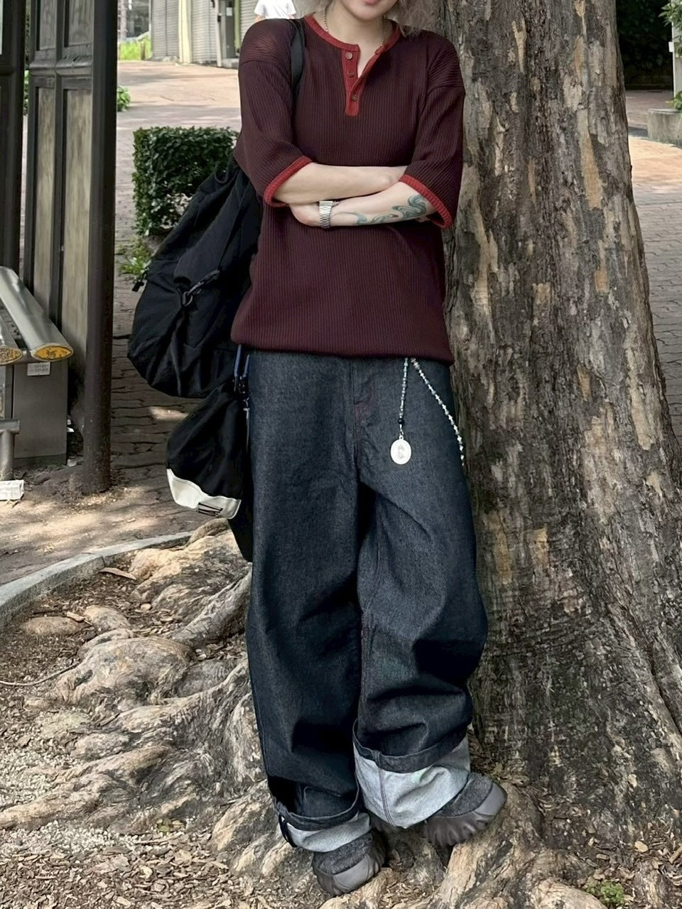 受注制【youll】henry neck waffle tee (3color)