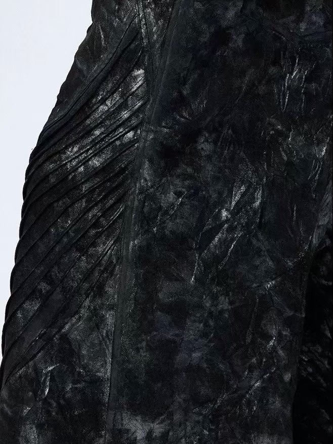 【DND4DES】COATED FAUX LEATHER BIKER BAGGY PANTS