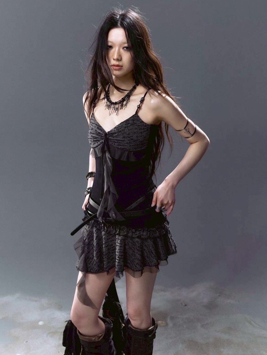 【Cest Nous】Belted Slip Dress / 【セヌー】ベルトフリルキャミワンピース