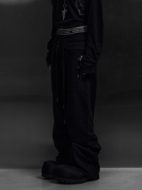 【Rosen Kreuz】EYELET EDGE Set-Up LAYERED SWEAT PANTS