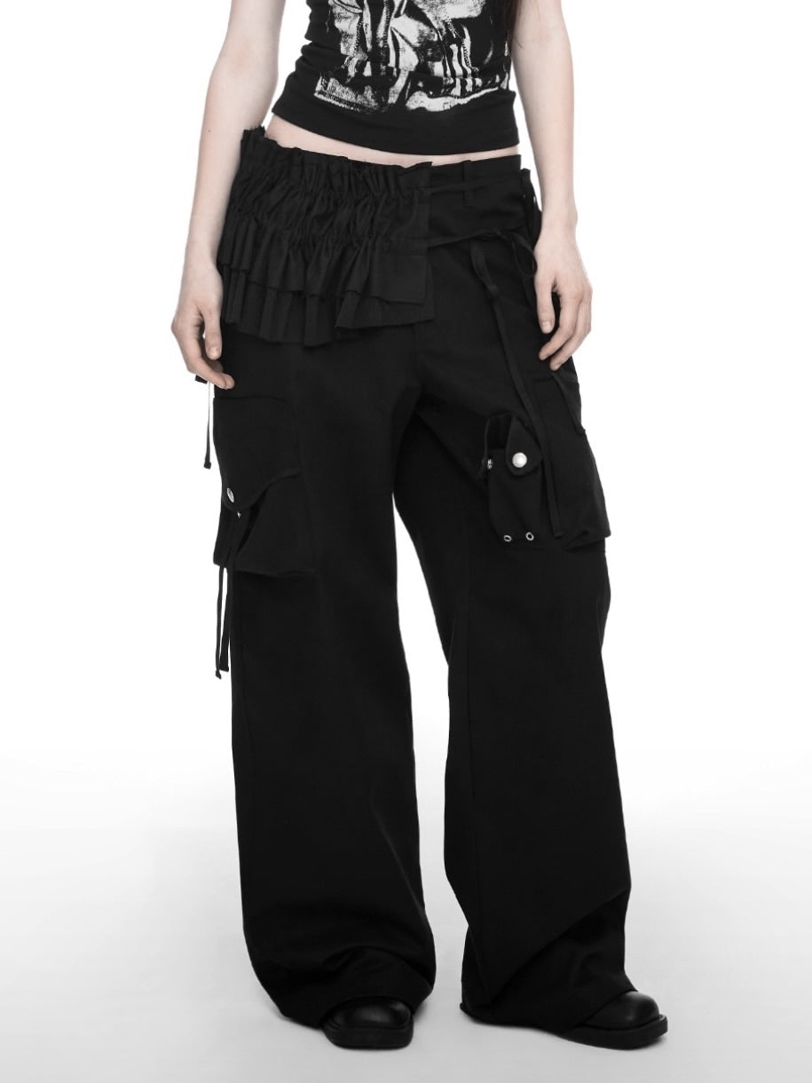 【NACHE】STRAP WIDE CARGO PANTS (UNISEX)