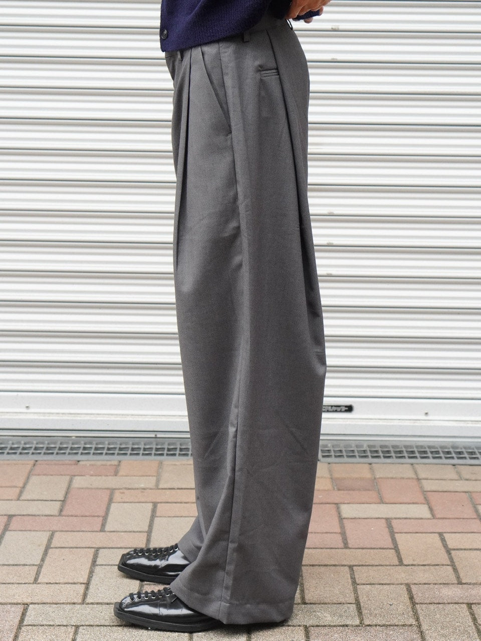 東京店WEB限定受注制【Chikashitsu +】wide tuck drape slacks / 【チカシツプラス】ワイドタックドレープスラックス (2color)