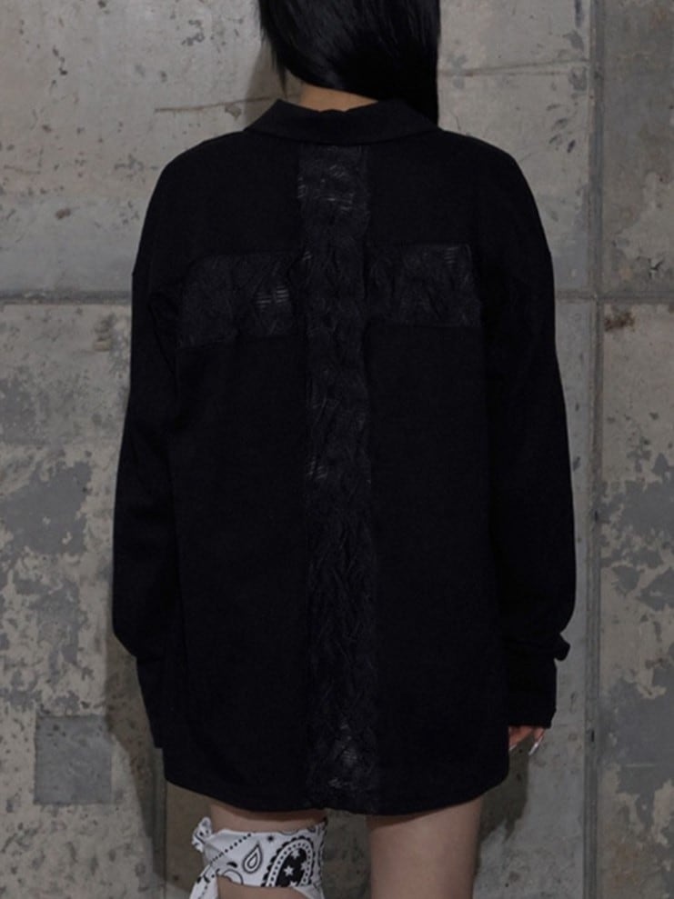 【FANCY CLUB】BACK CROSS OVER FIT COLLAR TEE / 【ファンシークラブ】バッククロスオーバーフィットカラー長袖Ｔシャツ