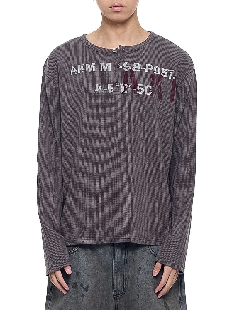 【AAKAM】Waffle Henry Neck Long Sleeve