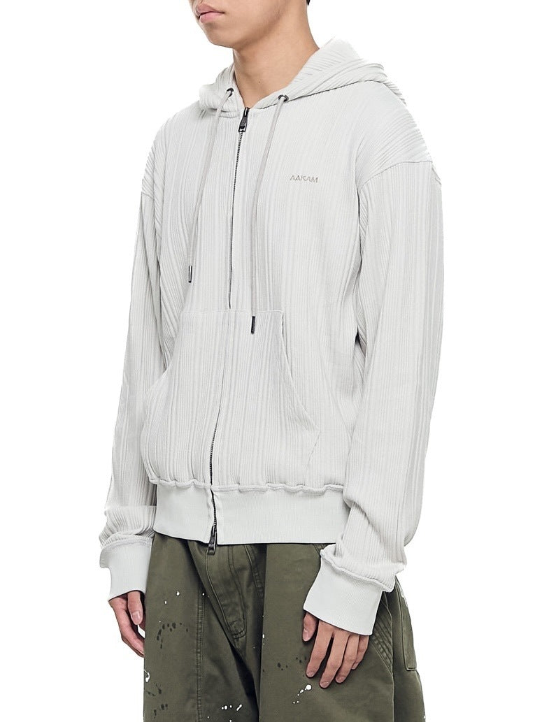 【AAKAM】Knitted Zip-Up Hoodie