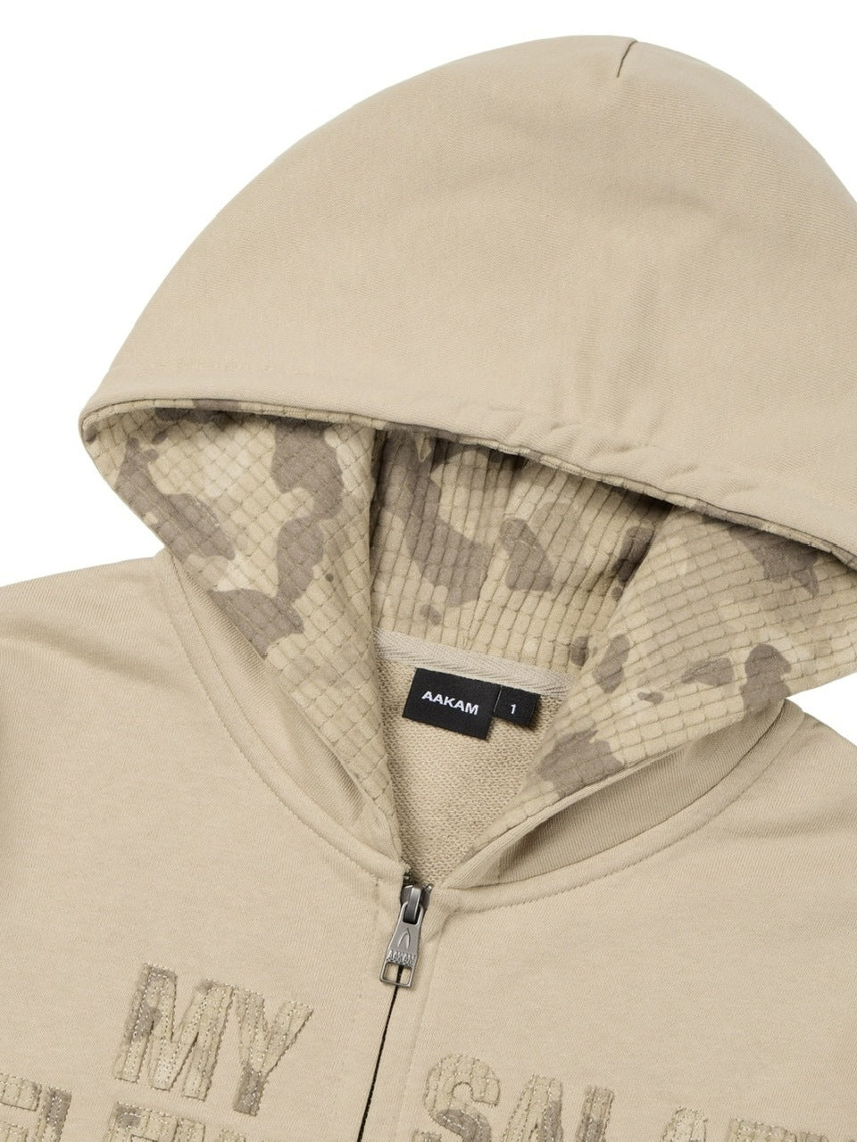 【AAKAM】Contrast Patch Zip-Up Hoodie