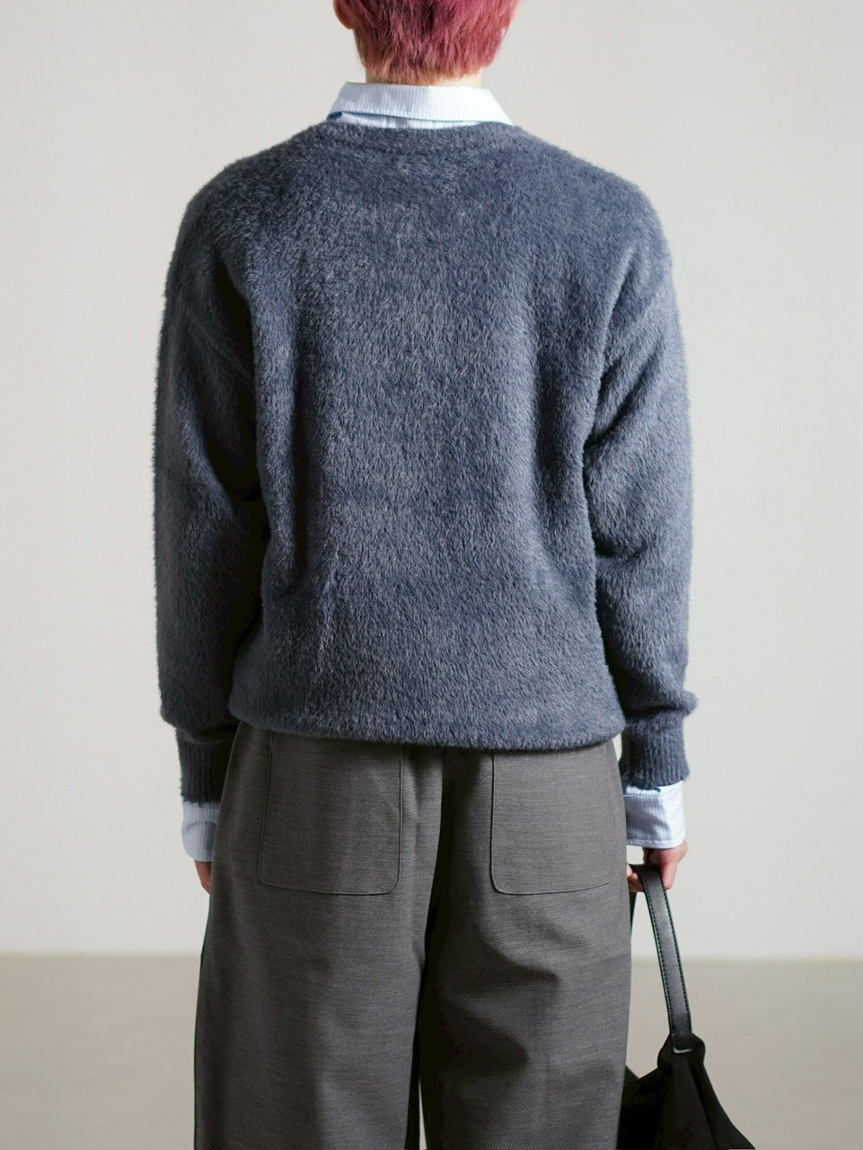 受注制【Chikashitsu +】henry neck hairy knit / 【チカシツプラス】ヘンリーネックヘアリー長袖ニット (5color)