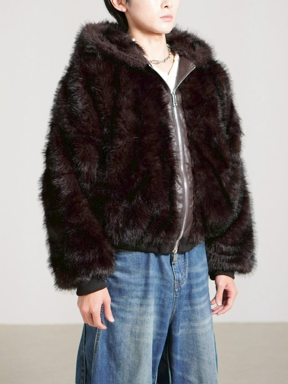受注制【Chikashitsu +】oversized hooded fur blouson / 【チカシツプラス】オーバーサイズフーデッドファーブルゾン (4color)