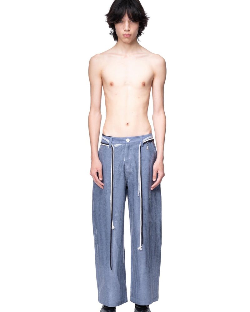 【The Boy Has No Patience】Transparent Pressed French Work Pants / 【ザボーイハズノーペーシェンス】ベルトストリングデニムパンツ