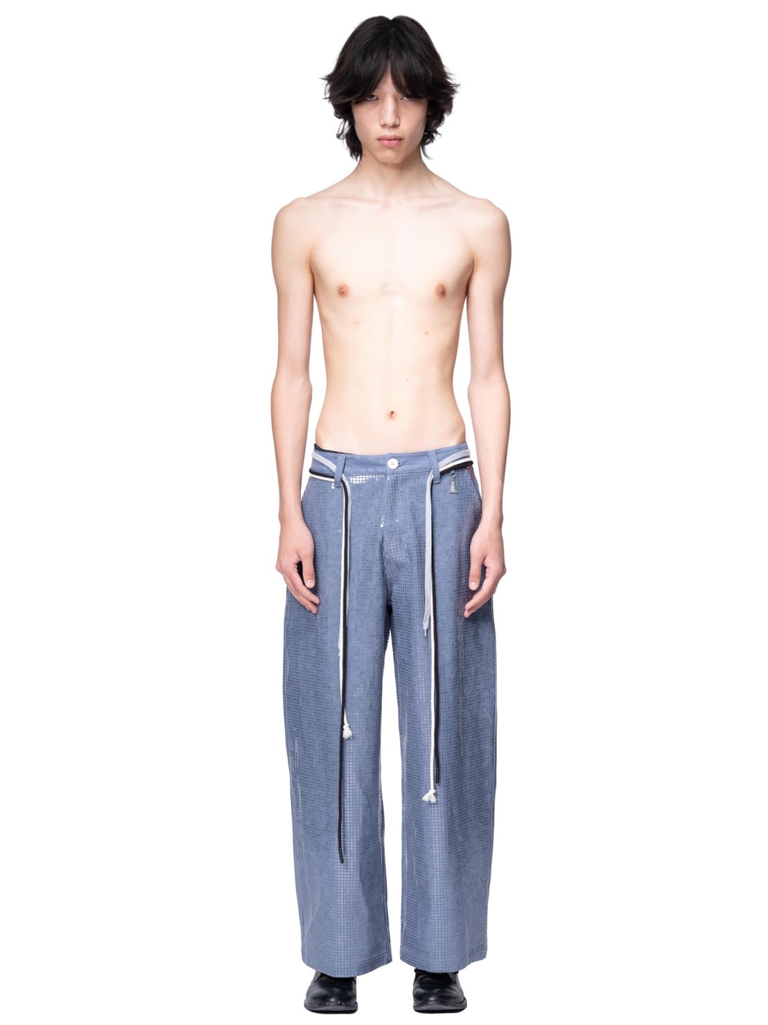 【The Boy Has No Patience】Transparent Pressed French Work Pants / 【ザボーイハズノーペーシェンス】ベルトストリングデニムパンツ