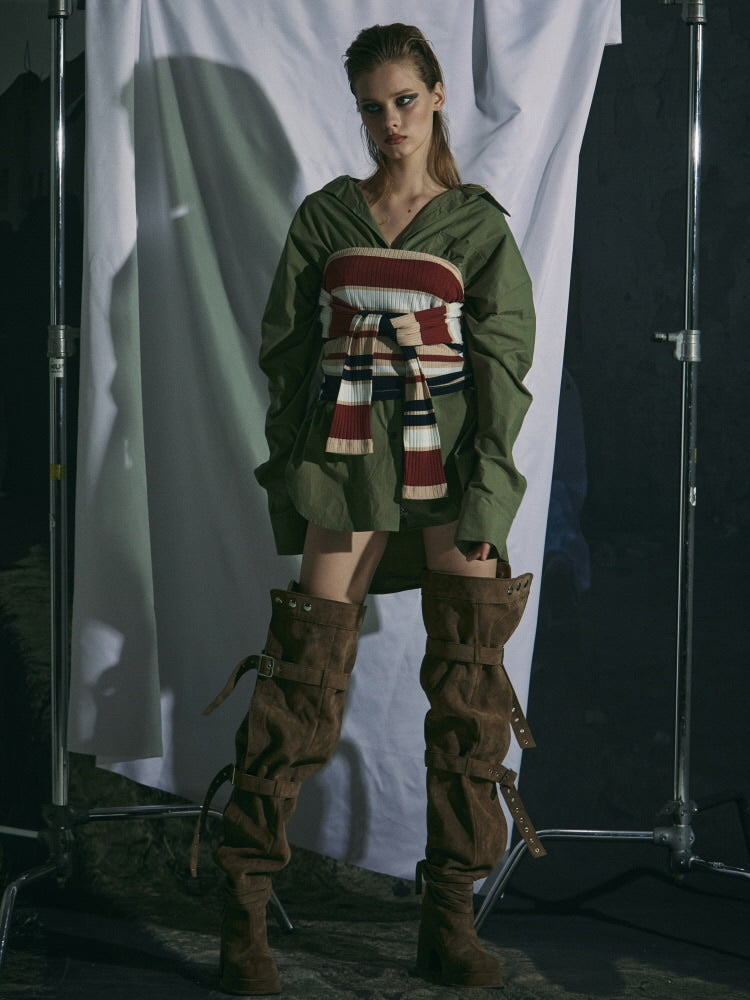 【GATELESS】BELT BUCKLE LOOSE LONG BOOTS / 【ゲートレス】ベルトバックルルーズロングブーツ