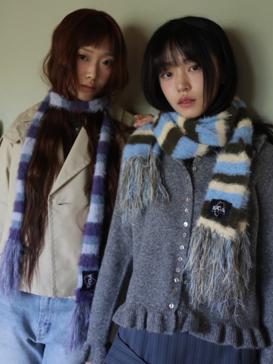 【IUGAMAKARAS】Striped Hairy Bold Muffler