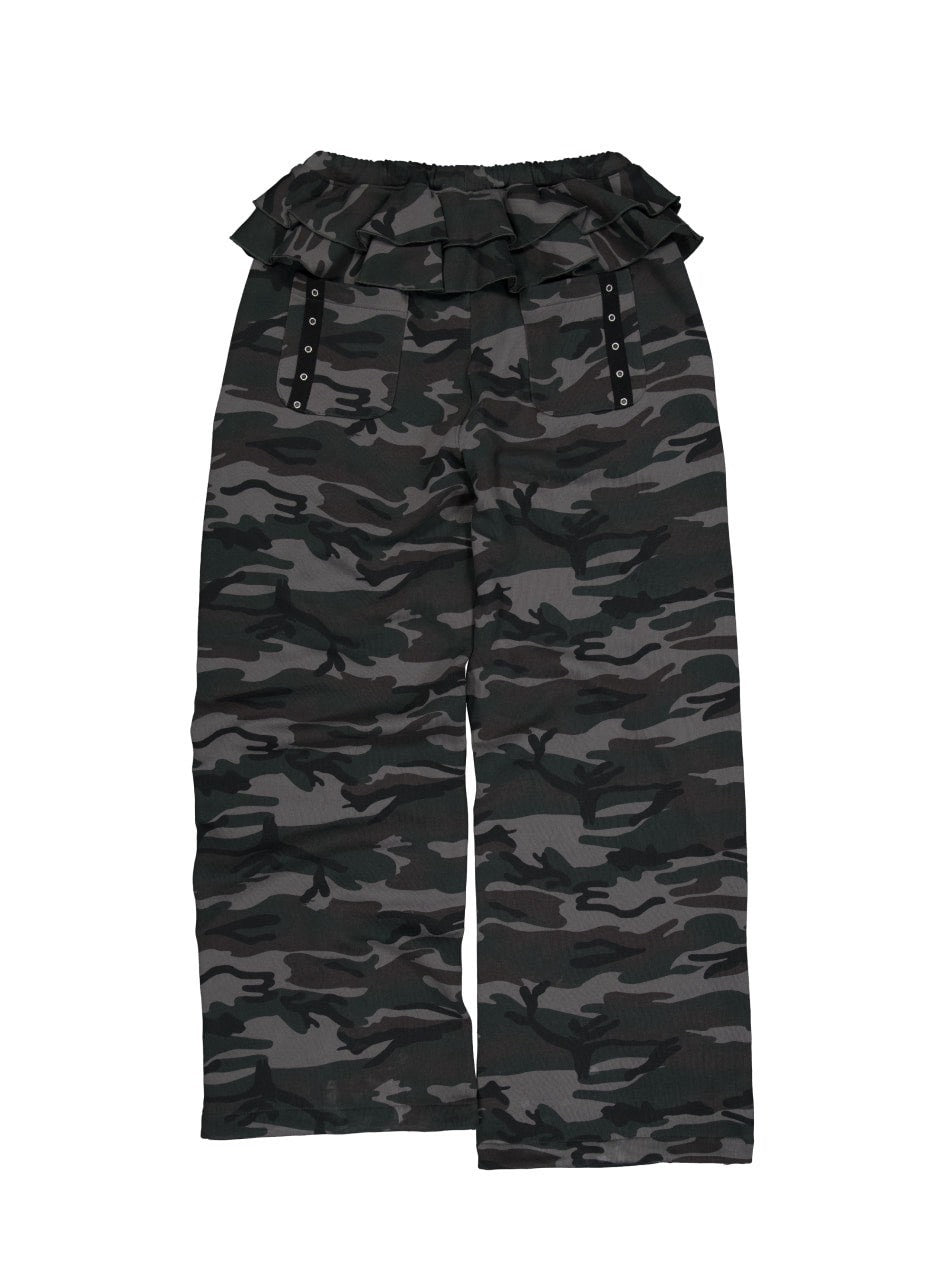 【SETUP‐EXE】FRILL EYELET SWEATPANTS / 【セットアップエグゼ】フリルアイレットサイドラインスウェットパンツ