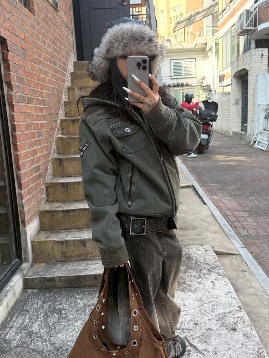 【AAKAM】Biker Leather Earflap Hat