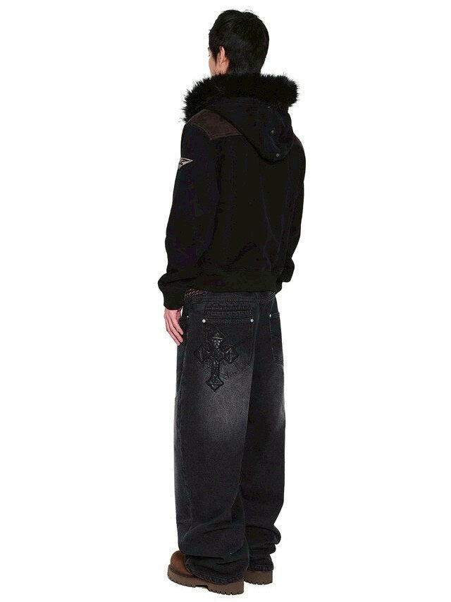 【AAKAM】Fur Camo Contrast Jacket